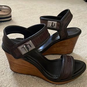 Brown wedge sandals